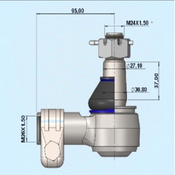  | TERMINAL DIRECAO BI-TRUCK SC/MB/FH 27MM CONE / 25MM INTERNO