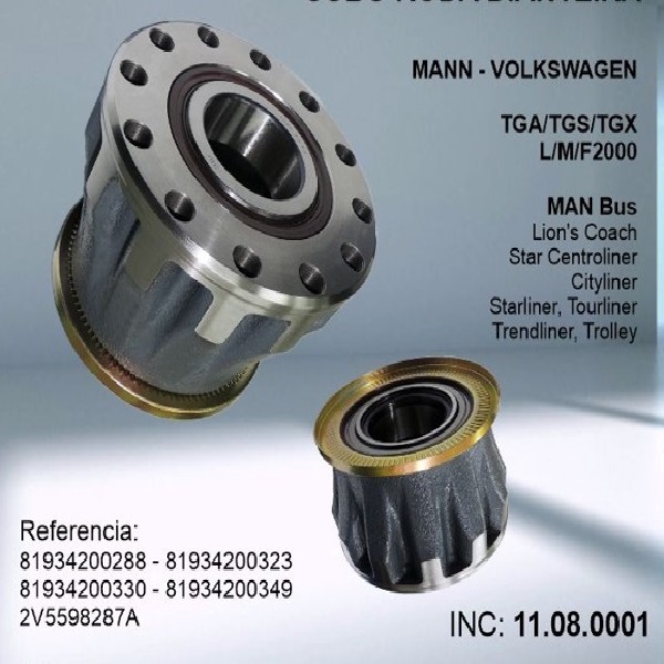  | CUBO RODA DT VW MAN TGX 24280/26280/METEOR C/ROLAMENTO