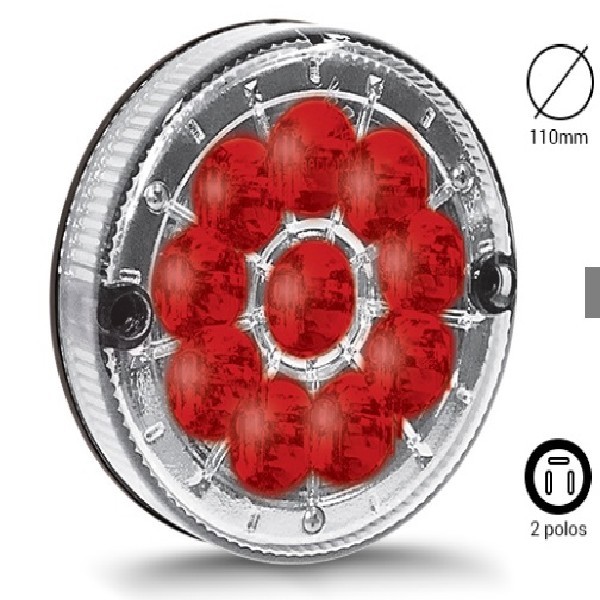  | LANTERNA TR CARRETA 110MM 10 LEDS 24V CRISTAL