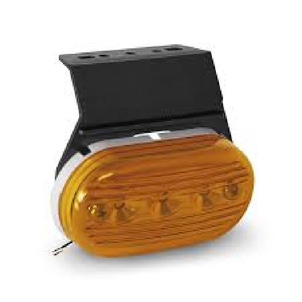  | LANTERNA LATERAL CARRETA/TRUCK AMARELA OVAL C/SUPORTE LED