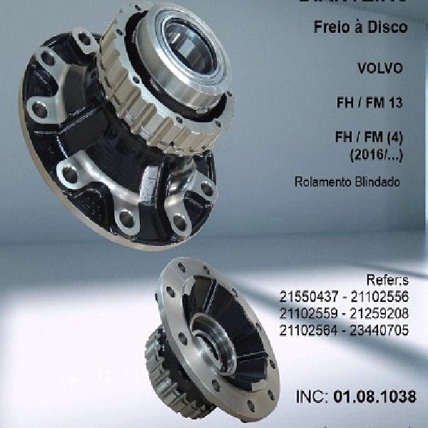  | CUBO RODA DT VOLVO FH13/FM 16/. FR A DISCO C/ROLAMENTO BLINDADO