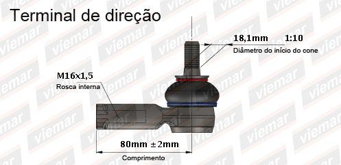  | TERMINAL DIRECAO LD/LE MB SPRINTER 97/11/ DAILY 35C16/5912 16MM INTERNO / 18MM CONE