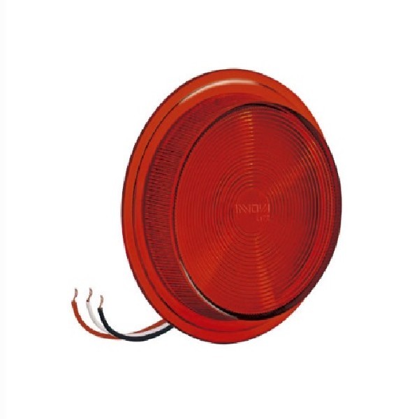  | LANTERNA BELEZEIRA VERMELHA S/SUPORTE ARO CROMADO LENTE ALTA 8 LEDS 24V