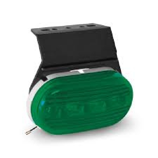 | LANTERNA LATERAL CARRETA/TRUCK VERDE OVAL C/SUPORTE LED