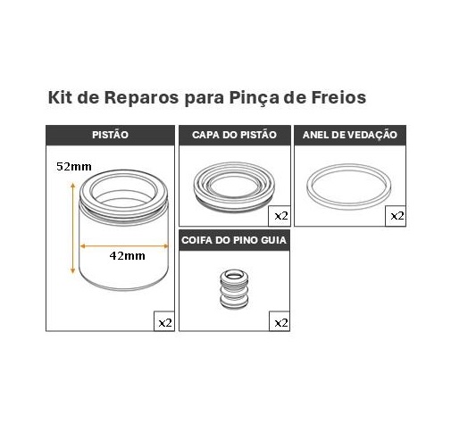  | REPARO PINCA FREIO DT C/PISTAO CHRYSLER 05/09 RANGER 13/23 TROLLER 15/21 42MM