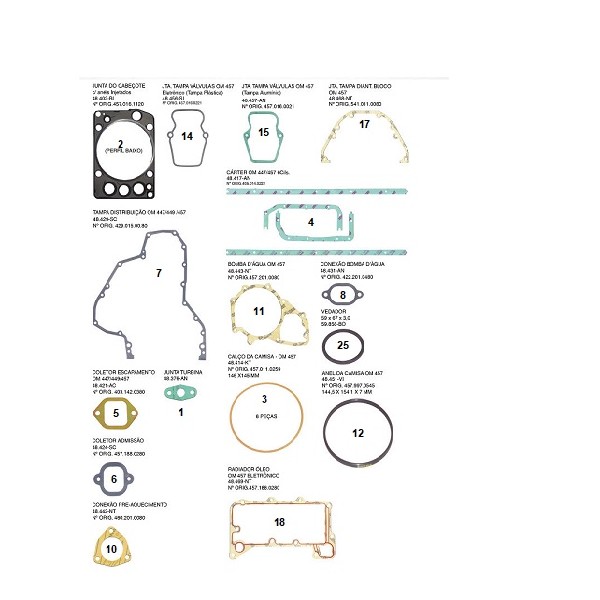  | JOGO JUNTA MOTOR MB 1938/2638/457 ./07 S/RETENTOR C/ANEL DE CAMISA