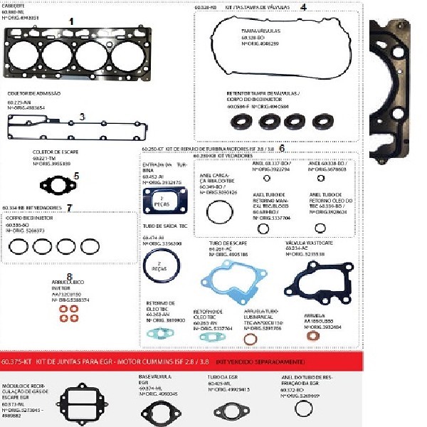  | JUNTA RETIFICACAO VALVULA CABECOTE VW 8160/9160/9170/10160/1180/13180/DELIVERY CUMMINS ISF 12/.